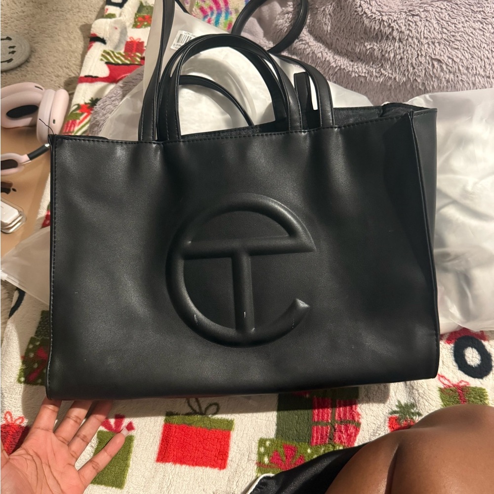 Telfar Black Vegan Leather Tote Bag